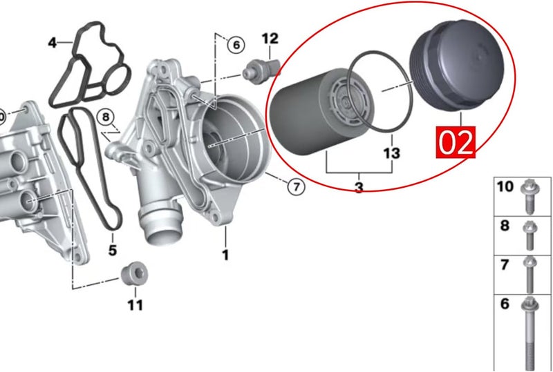 AMCC Aluminum Engine Oil Filter Replacement Kit&Reinforced Gasket&Oil Filter Housing Cap&Oil Filter Compatible with BMW N20 N52 N54 N55 F10 F25 325xi 330i 530i 740i X5 (Aluminum cover 2 kit) - Image 2